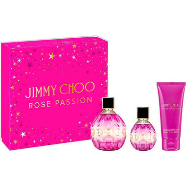 Jimmy Choo Rose Passion 3pc Set Includes 3.3oz And 1.3oz Parfum Spray With Body Lotion 3.3oz For Women