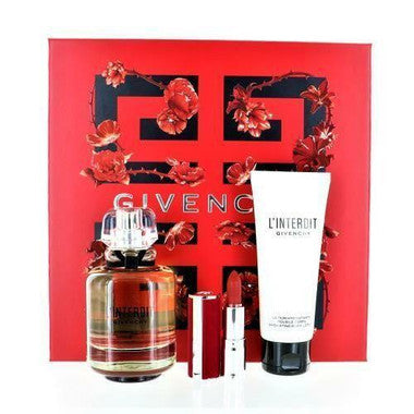 L'Interdit Eau de Parfum 2.5 oz, with 2.5oz of hydrading body lotion AND LE ROUGE DEEP VELVET LIPSTICK by Givenchy